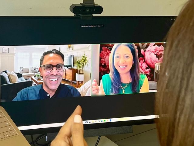 Rahim Hirji on screen in a live online session, seen over a participant's shoulder